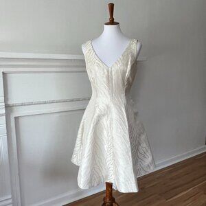 Monique Lhuillier Cocktail Dress 10 Off White Retro Medium bridal Party Occasion